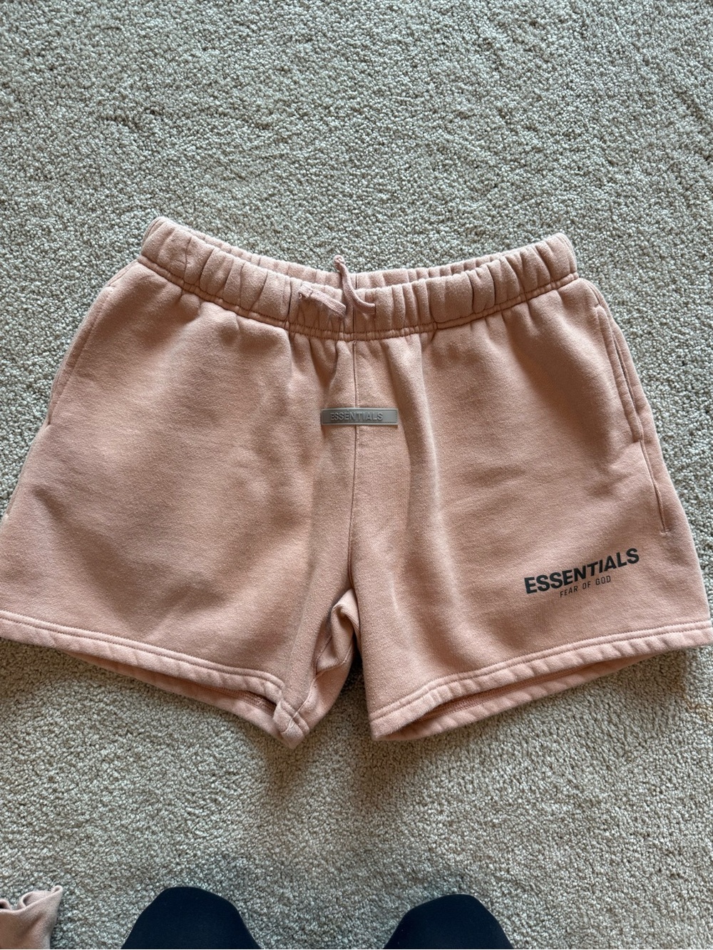 Fear of God Essentials Peach Pink Fleece Kids Shorts